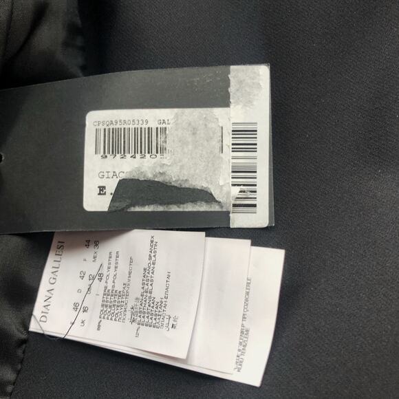 Diana Gallesi Black Blazer Crepe Single Breasted Women's Sz EU 46 US 12 $315 - Picture 7 of 8